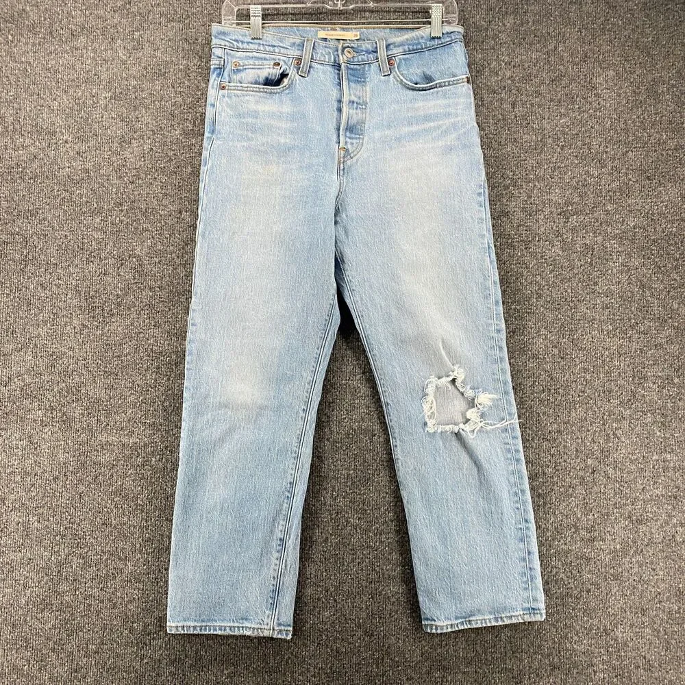 Levis Premium Jeans Womens‎ 29 Blue Wedgie Straight High Rise Button Fly Y2K